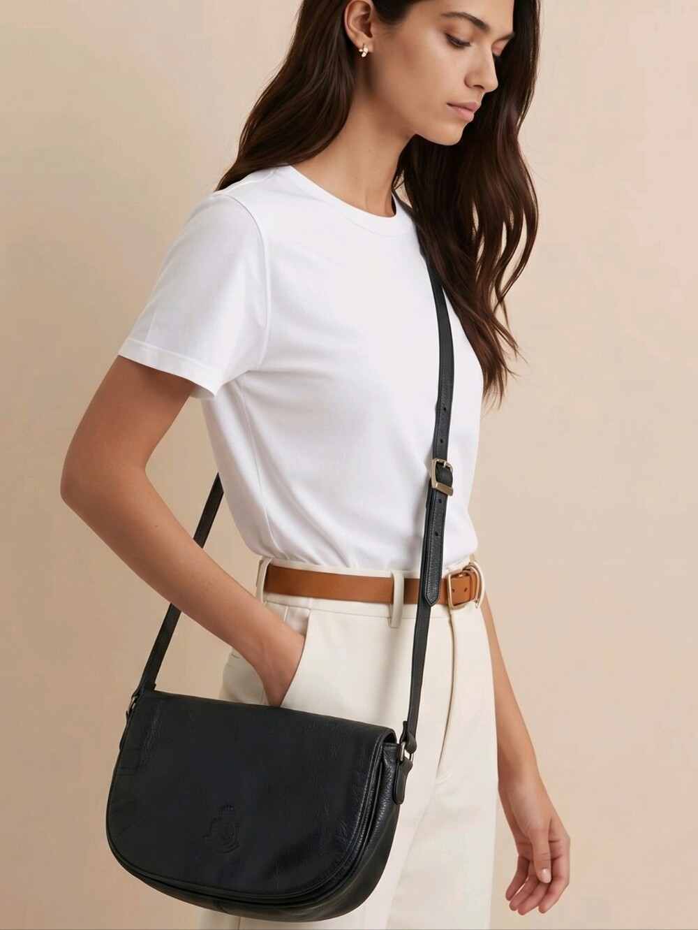 Vintage Charter Club Crossbody Pebbled Leather HandBag Purse Navy